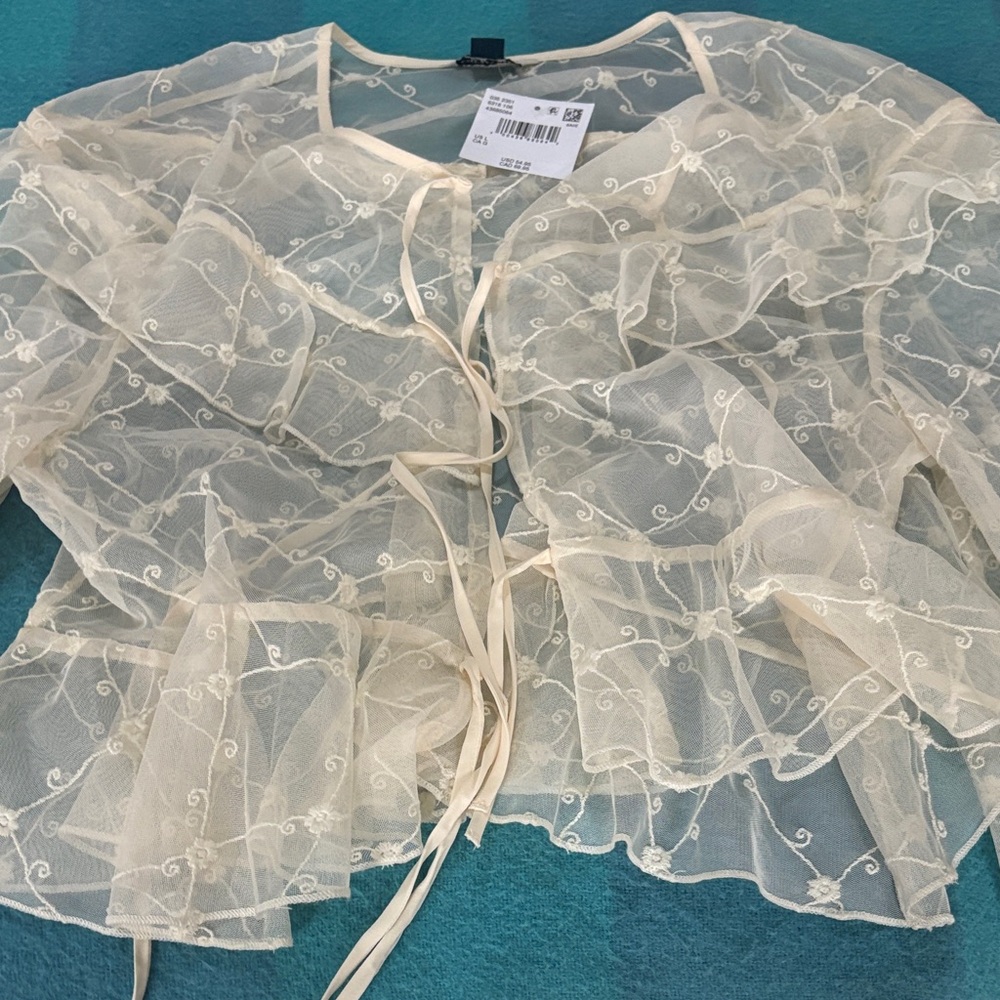 American Eagle Outfitters Cream Sheer Blouse